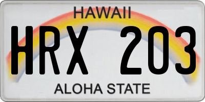 HI license plate HRX203