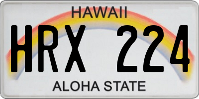 HI license plate HRX224