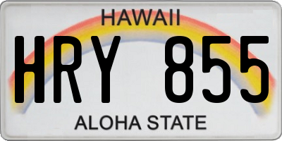 HI license plate HRY855