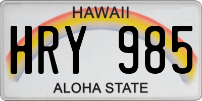 HI license plate HRY985