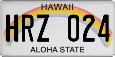 HI license plate HRZ024