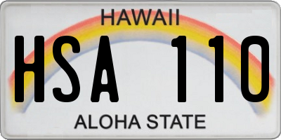 HI license plate HSA110
