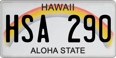 HI license plate HSA290
