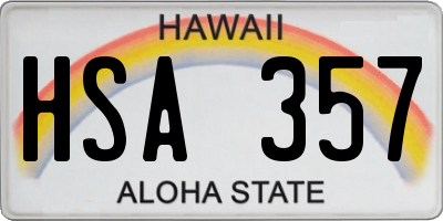 HI license plate HSA357