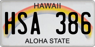 HI license plate HSA386