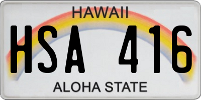 HI license plate HSA416
