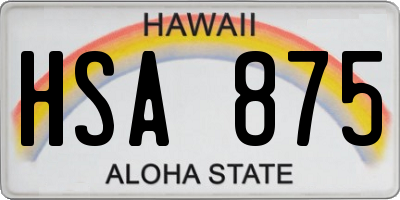 HI license plate HSA875