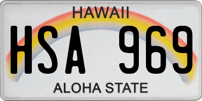 HI license plate HSA969