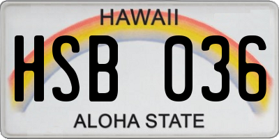 HI license plate HSB036