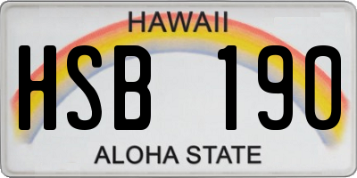 HI license plate HSB190