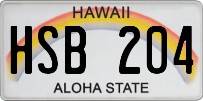 HI license plate HSB204