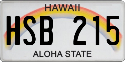 HI license plate HSB215