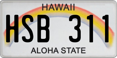 HI license plate HSB311