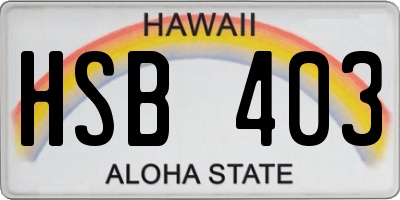 HI license plate HSB403