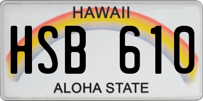 HI license plate HSB610