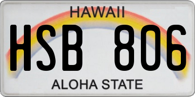 HI license plate HSB806
