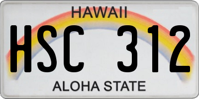 HI license plate HSC312
