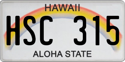 HI license plate HSC315