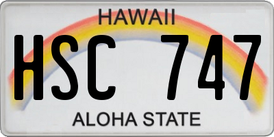 HI license plate HSC747