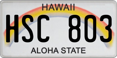 HI license plate HSC803