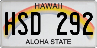 HI license plate HSD292
