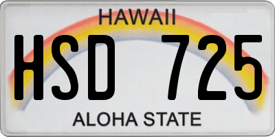 HI license plate HSD725