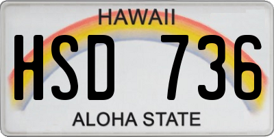 HI license plate HSD736