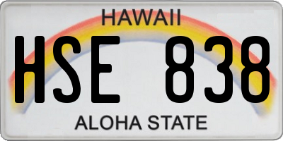 HI license plate HSE838