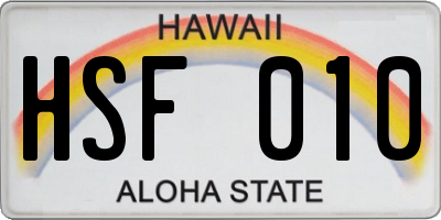 HI license plate HSF010