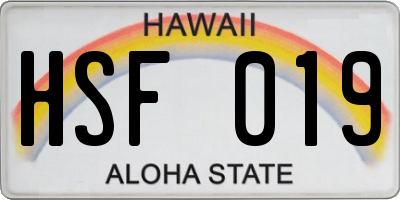 HI license plate HSF019