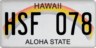 HI license plate HSF078