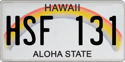 HI license plate HSF131