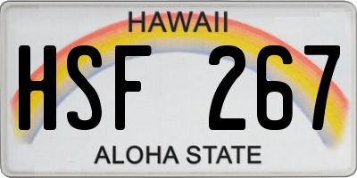 HI license plate HSF267