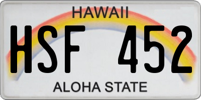HI license plate HSF452
