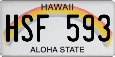 HI license plate HSF593