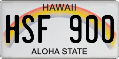 HI license plate HSF900