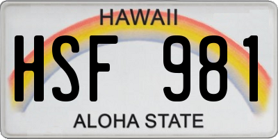 HI license plate HSF981