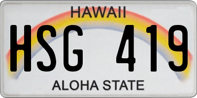 HI license plate HSG419