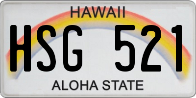 HI license plate HSG521