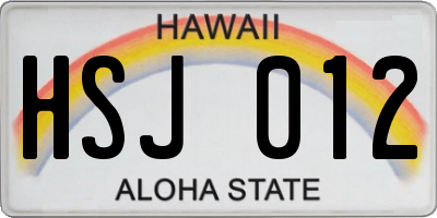 HI license plate HSJ012