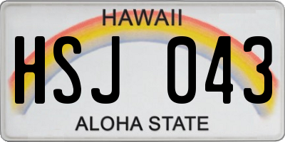HI license plate HSJ043
