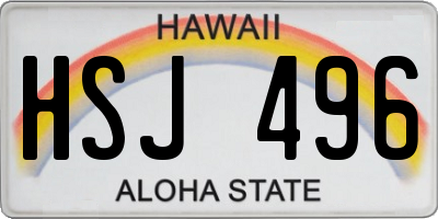 HI license plate HSJ496