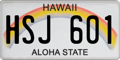 HI license plate HSJ601