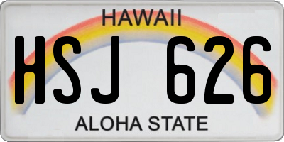 HI license plate HSJ626