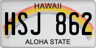 HI license plate HSJ862