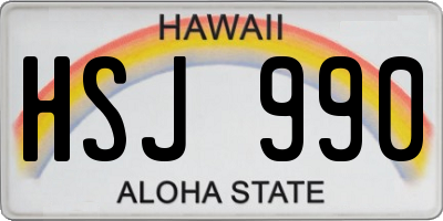 HI license plate HSJ990