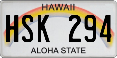 HI license plate HSK294