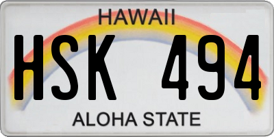 HI license plate HSK494