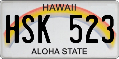 HI license plate HSK523