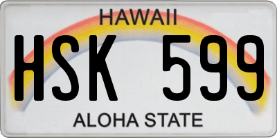 HI license plate HSK599